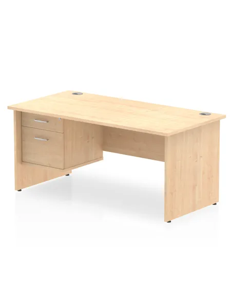 Dynamic Impulse 1600 x 800mm Straight Office Desk Maple Top Panel End 1 x 2 Drawer Fixed Pedestal MI002478
