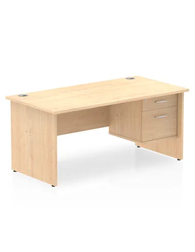 Dynamic Impulse 1600 x 800mm Straight Office Desk Maple Top Panel End 1 x 2 Drawer Fixed Pedestal MI002478