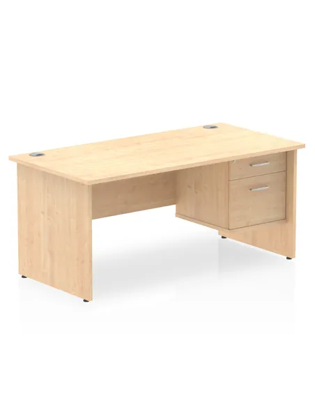 Dynamic Impulse 1600 x 800mm Straight Office Desk Maple Top Panel End 1 x 2 Drawer Fixed Pedestal MI002478