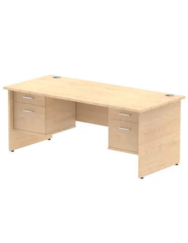 Dynamic Impulse 1800 x 800mm Straight Office Desk Maple Top Panel End 2 x 2 Drawer Fixed Pedestal MI002487