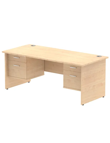 Dynamic Impulse 1800 x 800mm Straight Office Desk Maple Top Panel End 2 x 2 Drawer Fixed Pedestal MI002487