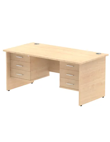 Dynamic Impulse 1600 x 800mm Straight Office Desk Maple Top Panel End 2 x 3 Drawer Fixed Pedestal MI002490