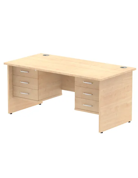 Dynamic Impulse 1600 x 800mm Straight Office Desk Maple Top Panel End 2 x 3 Drawer Fixed Pedestal MI002490