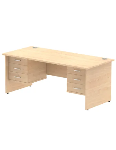 Dynamic Impulse 1800 x 800mm Straight Office Desk Maple Top Panel End 2 x 3 Drawer Fixed Pedestal MI002491