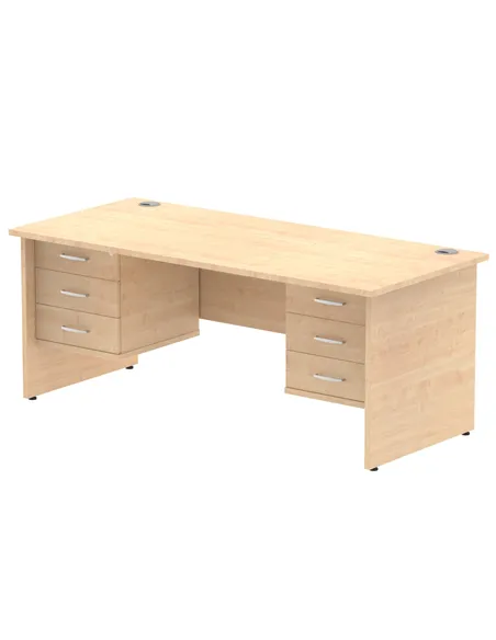 Dynamic Impulse 1800 x 800mm Straight Office Desk Maple Top Panel End 2 x 3 Drawer Fixed Pedestal MI002491
