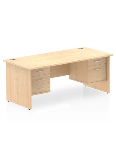 Dynamic Impulse 1600 x 800mm Straight Office Desk Maple Top Panel End 1 x 2 Drawer 1 x 3 Drawer Fixed Pedestal MI002494