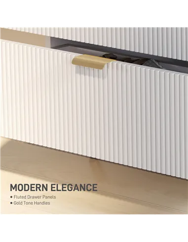 HOMCOM Elegant Four-Drawer Bedside Table - White