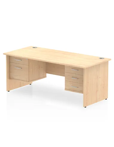 Dynamic Impulse 1800 x 800mm Straight Office Desk Maple Top Panel End 1 x 2 Drawer 1 x 3 Drawer Fixed Pedestal MI002495