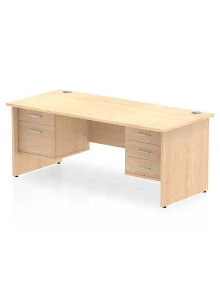 Dynamic Impulse 1800 x 800mm Straight Office Desk Maple Top Panel End 1 x 2 Drawer 1 x 3 Drawer Fixed Pedestal MI002495