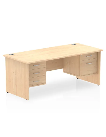 Dynamic Impulse 1800 x 800mm Straight Office Desk Maple Top Panel End 1 x 2 Drawer 1 x 3 Drawer Fixed Pedestal MI002495
