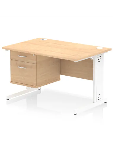 Dynamic Impulse 1200 x 800mm Straight Office Desk Maple Top Cable Managed 1 x 2 Drawer Fixed Pedestal MI002515