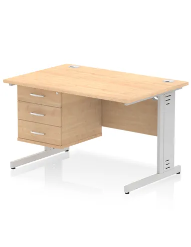 Dynamic Impulse 1200 x 800mm Straight Office Desk Maple Top Cable Managed 1 x 3 Drawer Fixed Pedestal MI002519