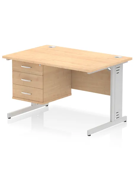 Dynamic Impulse 1200 x 800mm Straight Office Desk Maple Top Cable Managed 1 x 3 Drawer Fixed Pedestal MI002519