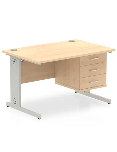 Dynamic Impulse 1200 x 800mm Straight Office Desk Maple Top Cable Managed 1 x 3 Drawer Fixed Pedestal MI002519