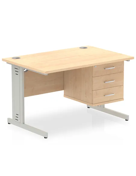 Dynamic Impulse 1200 x 800mm Straight Office Desk Maple Top Cable Managed 1 x 3 Drawer Fixed Pedestal MI002519