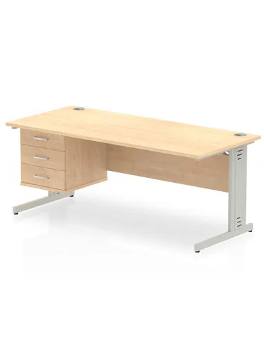 Dynamic Impulse 1800 x 800mm Straight Office Desk Maple Top Cable Managed 1 x 3 Drawer Fixed Pedestal MI002522