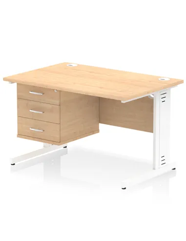 Dynamic Impulse 1200 x 800mm Straight Office Desk Maple Top Cable Managed 1 x 3 Drawer Fixed Pedestal MI002523