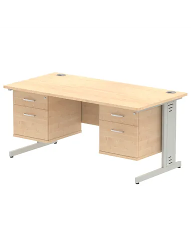 Dynamic Impulse 1600 x 800mm Straight Office Desk Maple Top Cable Managed 2 x 2 Drawer Fixed Pedestal MI002529