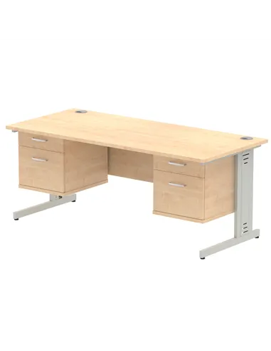 Dynamic Impulse 1800 x 800mm Straight Office Desk Maple Top Cable Managed 2 x 2 Drawer Fixed Pedestal MI002530