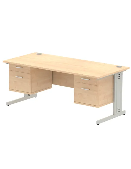 Dynamic Impulse 1800 x 800mm Straight Office Desk Maple Top Cable Managed 2 x 2 Drawer Fixed Pedestal MI002530