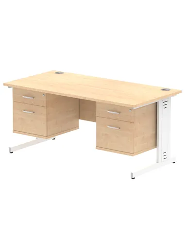 Dynamic Impulse 1600 x 800mm Straight Office Desk Maple Top Cable Managed 2 x 2 Drawer Fixed Pedestal MI002533