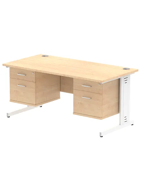 Dynamic Impulse 1600 x 800mm Straight Office Desk Maple Top Cable Managed 2 x 2 Drawer Fixed Pedestal MI002533