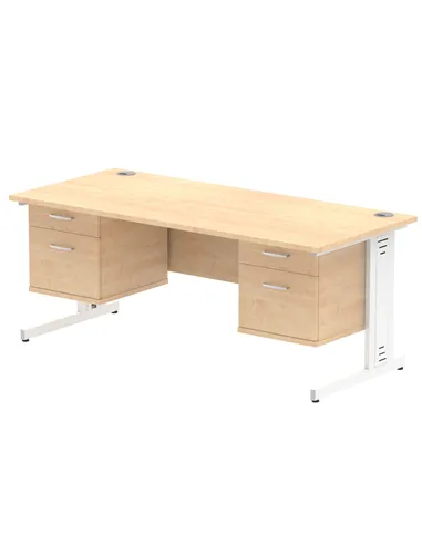 Dynamic Impulse 1800 x 800mm Straight Office Desk Maple Top Cable Managed 2 x 2 Drawer Fixed Pedestal MI002534