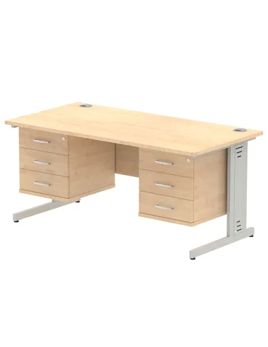 Dynamic Impulse 1600 x 800mm Straight Office Desk Maple Top Cable Managed 2 x 3 Drawer Fixed Pedestal MI002537