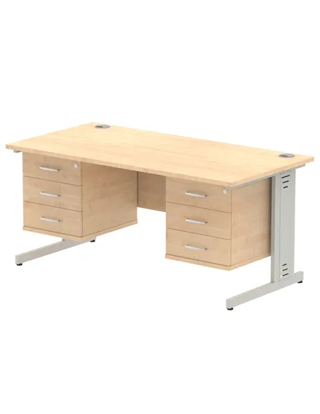 Dynamic Impulse 1600 x 800mm Straight Office Desk Maple Top Cable Managed 2 x 3 Drawer Fixed Pedestal MI002537