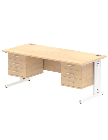 Dynamic Impulse 1800 x 800mm Straight Office Desk Maple Top Cable Managed 2 x 3 Drawer Fixed Pedestal MI002542
