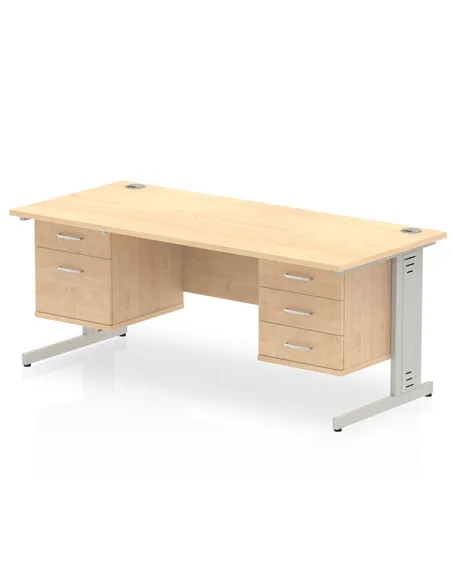 Dynamic Impulse 1600 x 800mm Straight Office Desk Maple Top Cable Managed 1 x 2 Drawer 1 x 3 Drawer Fixed Pedestal MI002545