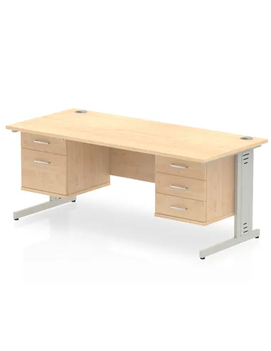 Dynamic Impulse 1800 x 800mm Straight Office Desk Maple Top Cable Managed 1 x 2 Drawer 1 x 3 Drawer Fixed Pedestal MI002546