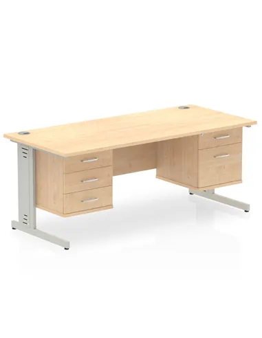 Dynamic Impulse 1800 x 800mm Straight Office Desk Maple Top Cable Managed 1 x 2 Drawer 1 x 3 Drawer Fixed Pedestal MI002546