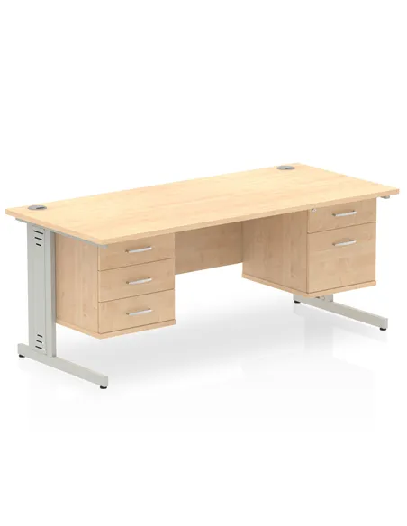 Dynamic Impulse 1800 x 800mm Straight Office Desk Maple Top Cable Managed 1 x 2 Drawer 1 x 3 Drawer Fixed Pedestal MI002546