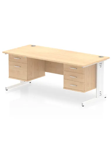Dynamic Impulse 1800 x 800mm Straight Office Desk Maple Top Cable Managed 1 x 2 Drawer 1 x 3 Drawer Fixed Pedestal MI002550