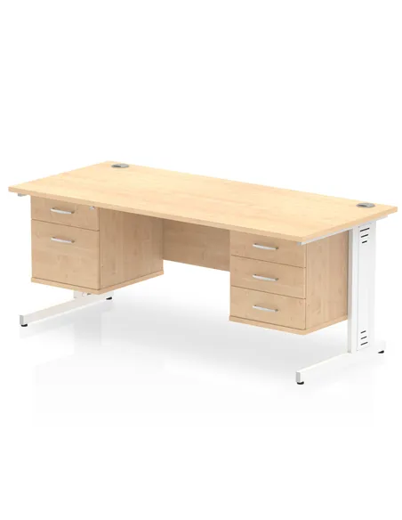 Dynamic Impulse 1800 x 800mm Straight Office Desk Maple Top Cable Managed 1 x 2 Drawer 1 x 3 Drawer Fixed Pedestal MI002550