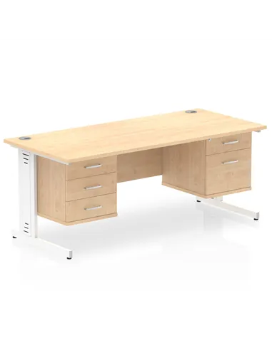 Dynamic Impulse 1800 x 800mm Straight Office Desk Maple Top Cable Managed 1 x 2 Drawer 1 x 3 Drawer Fixed Pedestal MI002550