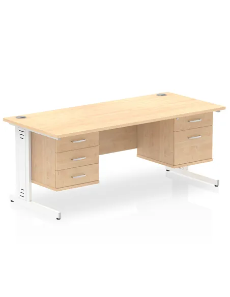 Dynamic Impulse 1800 x 800mm Straight Office Desk Maple Top Cable Managed 1 x 2 Drawer 1 x 3 Drawer Fixed Pedestal MI002550