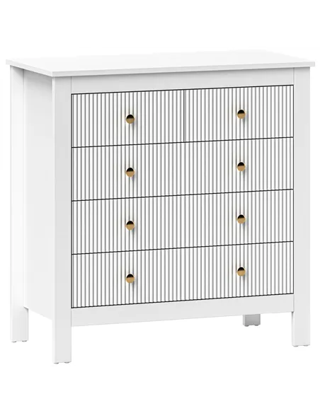 HOMCOM Elegant Chest of Five Drawers - White