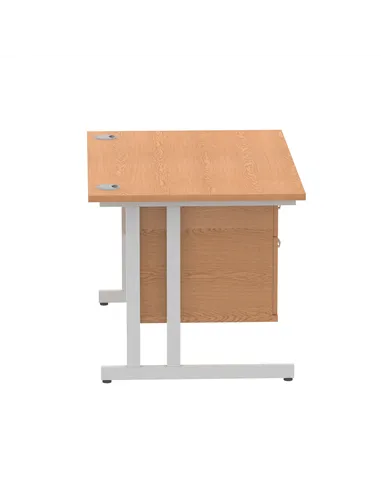 Dynamic Impulse 1200 x 800mm Straight Office Desk Oak Top Cantilever 1 x 2 Drawer Fixed Pedestal MI002657