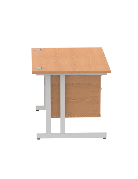 Dynamic Impulse 1200 x 800mm Straight Office Desk Oak Top Cantilever 1 x 2 Drawer Fixed Pedestal MI002657