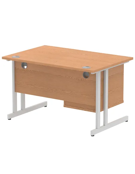 Dynamic Impulse 1200 x 800mm Straight Office Desk Oak Top Cantilever 1 x 2 Drawer Fixed Pedestal MI002657