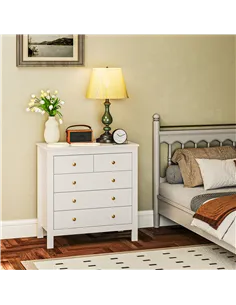 HOMCOM Elegant Chest of Five Drawers - White 2