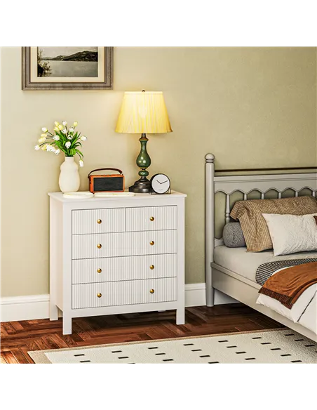 HOMCOM Elegant Chest of Five Drawers - White