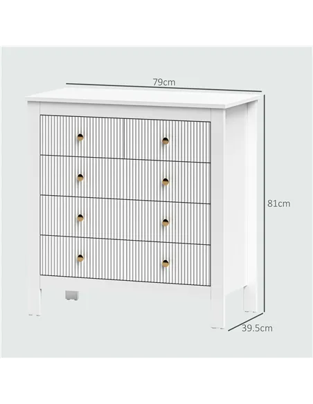HOMCOM Elegant Chest of Five Drawers - White