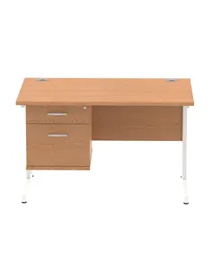 Dynamic Impulse 1200 x 800mm Straight Office Desk Oak Top Cantilever 1 x 2 Drawer Fixed Pedestal MI002661 2