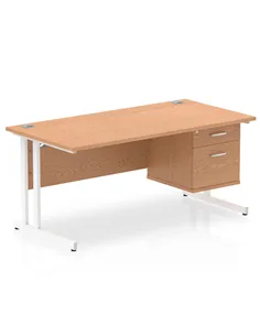 Dynamic Impulse 1600 x 800mm Straight Office Desk Oak Top Cantilever 1 x 2 Drawer Fixed Pedestal MI002663 2