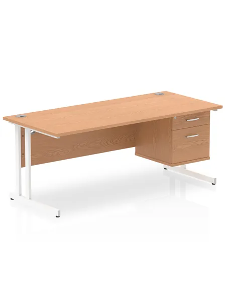 Dynamic Impulse 1800 x 800mm Straight Office Desk Oak Top Cantilever 1 x 2 Drawer Fixed Pedestal MI002664