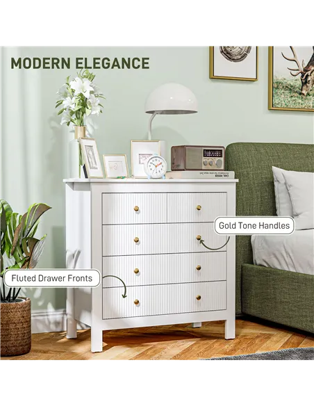HOMCOM Elegant Chest of Five Drawers - White