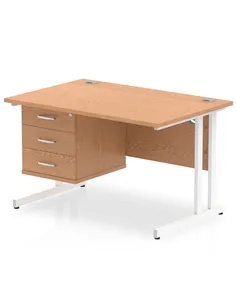 Dynamic Impulse 1200 x 800mm Straight Office Desk Oak Top Cantilever 1 x 3 Drawer Fixed Pedestal MI002669